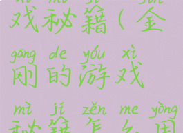 金刚的游戏秘籍(金刚的游戏秘籍怎么用)