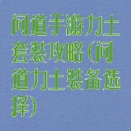 问道手游力土套装攻略(问道力土装备选择)