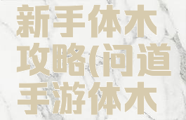 问道手游新手体木攻略(问道手游体木前期攻略)