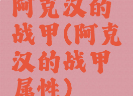 阿克汉的战甲(阿克汉的战甲属性)