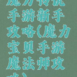 魔力传说手游新手攻略(魔力宝贝手游魔法师攻略)