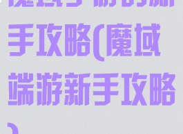 魔域手游的新手攻略(魔域端游新手攻略)