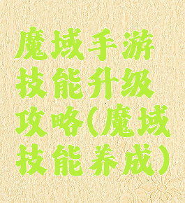 魔域手游技能升级攻略(魔域技能养成)