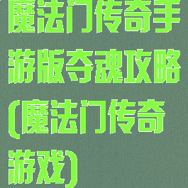 魔法门传奇手游版夺魂攻略(魔法门传奇游戏)