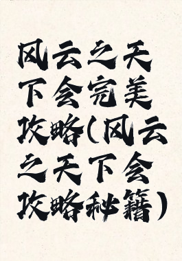 风云之天下会完美攻略(风云之天下会攻略秘籍)