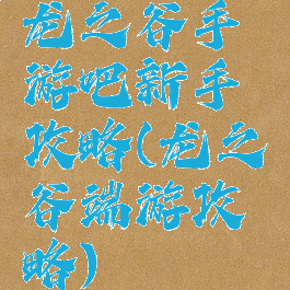 龙之谷手游吧新手攻略(龙之谷端游攻略)