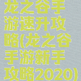 龙之谷手游速升攻略(龙之谷手游新手攻略2020)