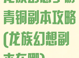 龙族幻想手游青铜副本攻略(龙族幻想副本在哪)