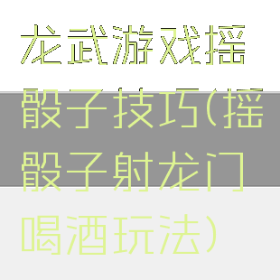 龙武游戏摇骰子技巧(摇骰子射龙门喝酒玩法)