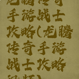 龙腾传奇手游战士攻略(龙腾传奇手游战士攻略视频)
