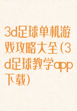 3d足球单机游戏攻略大全(3d足球教学app下载)