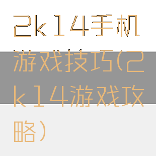 2k14手机游戏技巧(2k14游戏攻略)