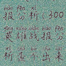 300英雄战报分析(300英雄战报分析查不出来)