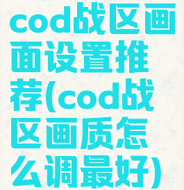 cod战区画面设置推荐(cod战区画质怎么调最好)