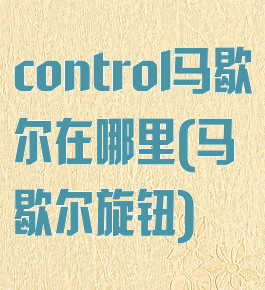 control马歇尔在哪里(马歇尔旋钮)