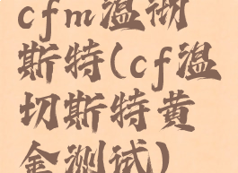 cfm温彻斯特(cf温切斯特黄金测试)