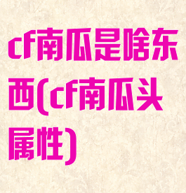 cf南瓜是啥东西(cf南瓜头属性)