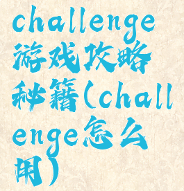 challenge游戏攻略秘籍(challenge怎么用)