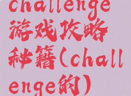 challenge游戏攻略秘籍(challenge的)