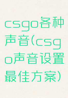 csgo各种声音(csgo声音设置最佳方案)