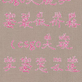 csgo大腕手套最低价格(csgo大碗手套怎么选)