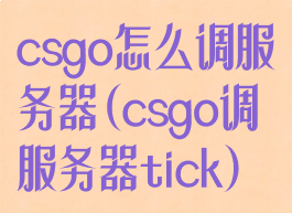 csgo怎么调服务器(csgo调服务器tick)