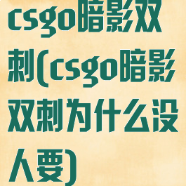 csgo暗影双刺(csgo暗影双刺为什么没人要)