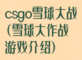 csgo雪球大战(雪球大作战游戏介绍)