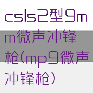 csls2型9mm微声冲锋枪(mp9微声冲锋枪)
