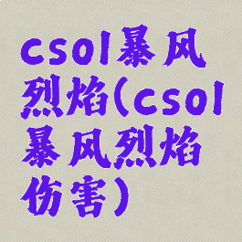 csol暴风烈焰(csol暴风烈焰伤害)