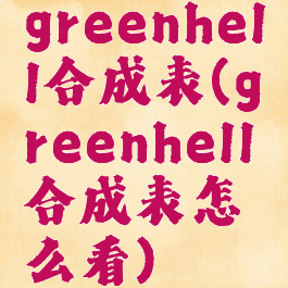 greenhell合成表(greenhell合成表怎么看)