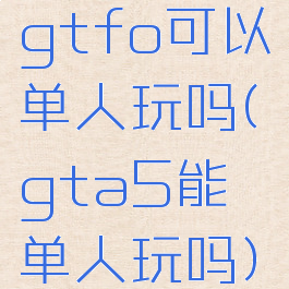 gtfo可以单人玩吗(gta5能单人玩吗)