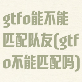 gtfo能不能匹配队友(gtfo不能匹配吗)