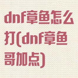 dnf章鱼怎么打(dnf章鱼哥加点)