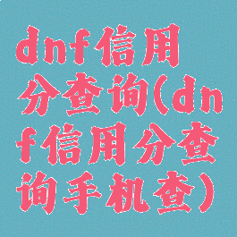 dnf信用分查询(dnf信用分查询手机查)