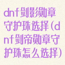 dnf剑影勋章守护珠选择(dnf剑帝勋章守护珠怎么选择)