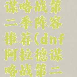 dnf阿拉德谋略战第二季阵容推荐(dnf阿拉德谋略战第二期怎么玩)