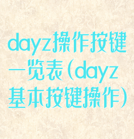 dayz操作按键一览表(dayz基本按键操作)