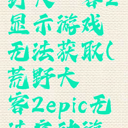 epic买了荒野大镖客2显示游戏无法获取(荒野大镖客2epic无法启动游戏)