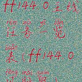 ff144.0主线任务一览表(ff144.0风脉泉)