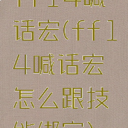 ff14喊话宏(ff14喊话宏怎么跟技能绑定)