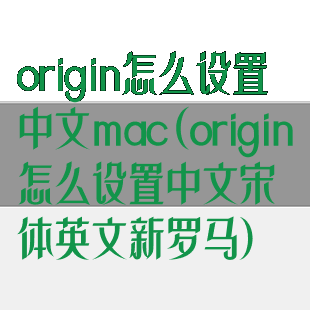 origin怎么设置中文mac(origin怎么设置中文宋体英文新罗马)