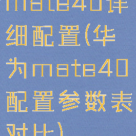 mate40详细配置(华为mate40配置参数表对比)