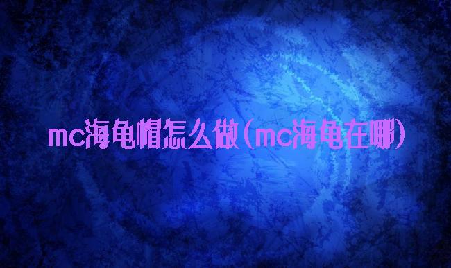 mc海龟帽怎么做(mc海龟在哪)