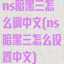 ns暗黑三怎么调中文(ns暗黑三怎么设置中文)