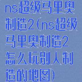 ns超级马里奥制造2(ns超级马里奥制造2怎么玩别人制造的地图)