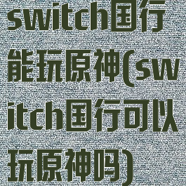 switch国行能玩原神(switch国行可以玩原神吗)