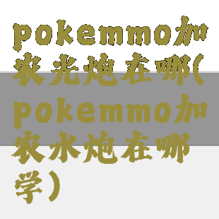 pokemmo加农光炮在哪(pokemmo加农水炮在哪学)
