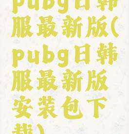 pubg日韩服最新版(pubg日韩服最新版安装包下载)