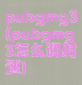 pubgmg3(pubgmg3怎么调射速)